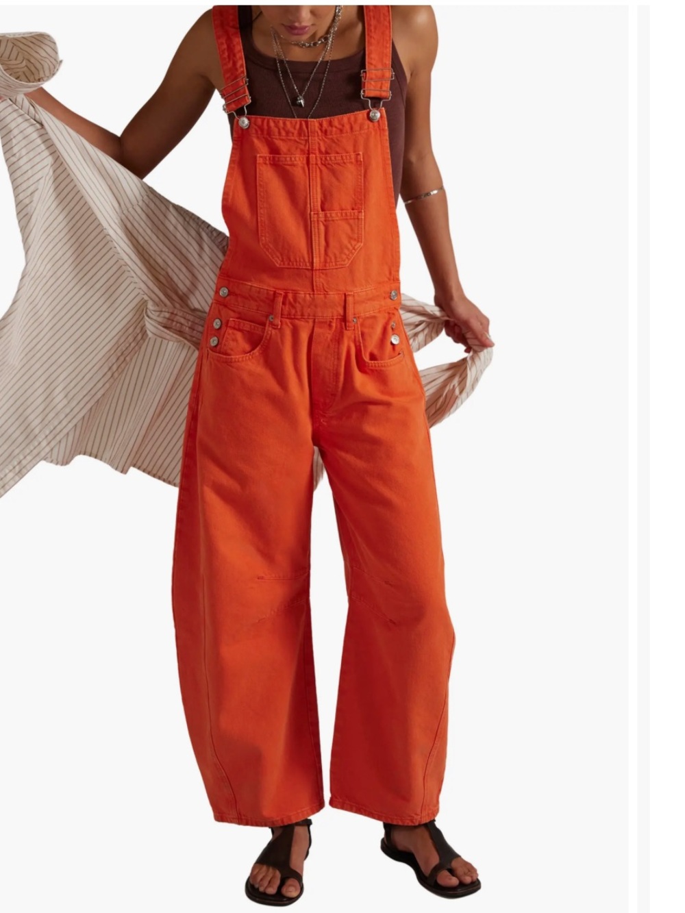 💕Free People Good Luck Barrel Leg Denim Overalls-NWT-Spicy-S/L/XL💕